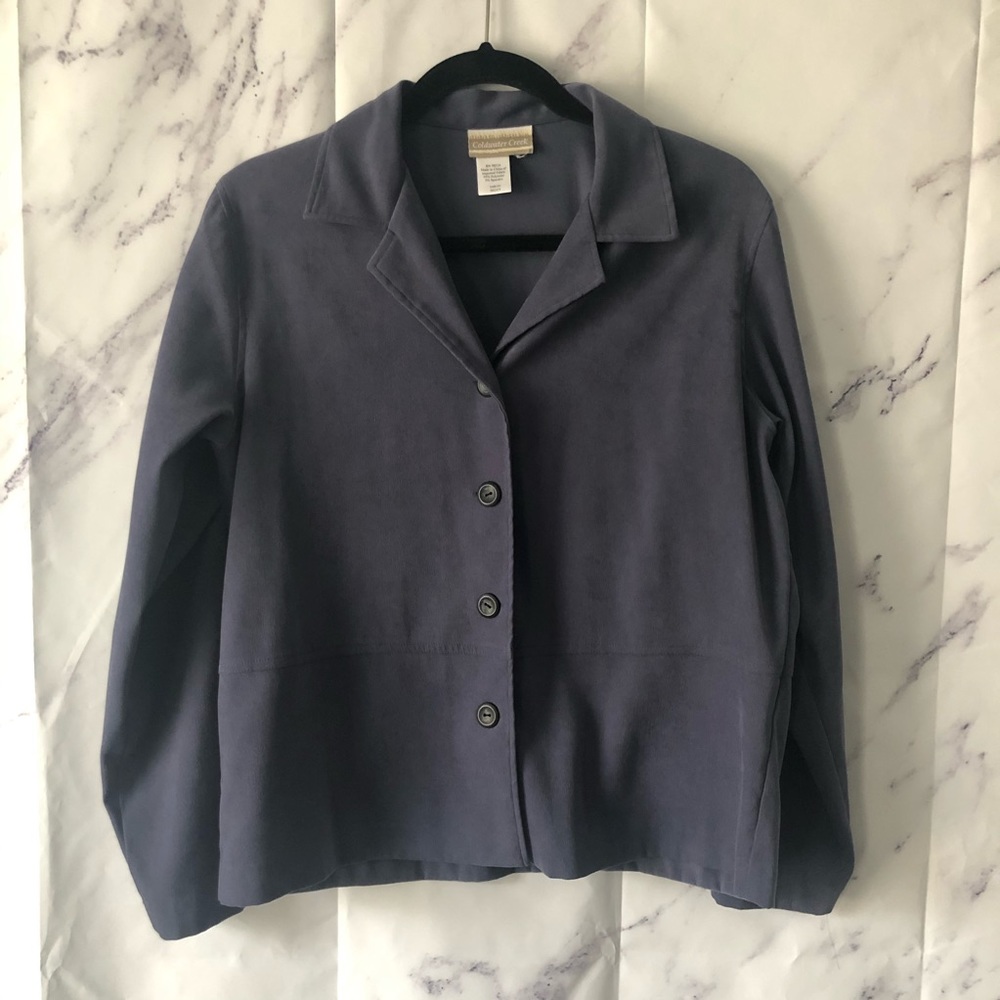 COLDWATER CREEK Blue/Gray Button Front Light Jacket Top